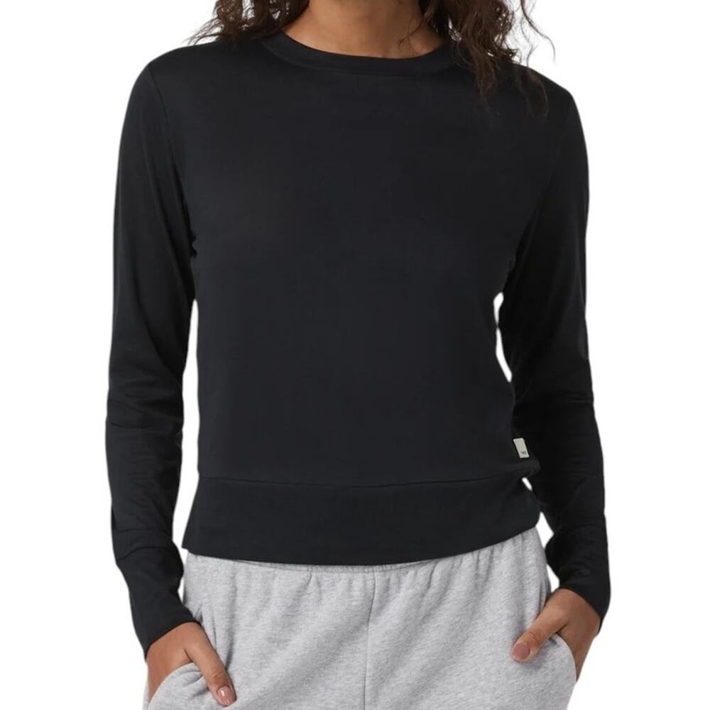 NWT Vuori Daydream Crew Black Heather Long Sleeve Shirt UPF 30+ Small
